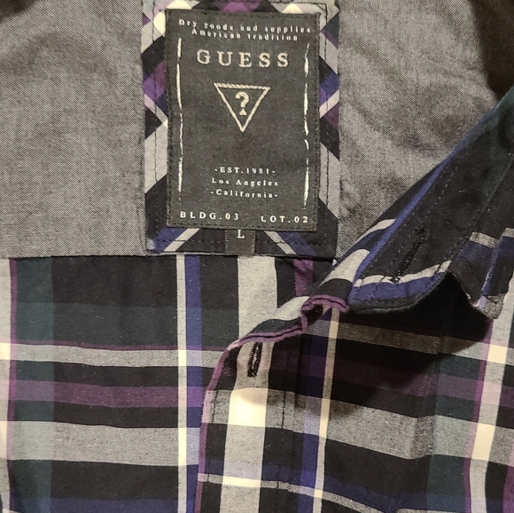 Guess, plaid dress shirt, large - Picture 2 of 4